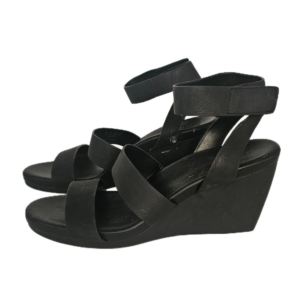 Naturalizer Genn Ignite Black Nubuck Wedge Sandals 8 Comfort Classic Travel Chic